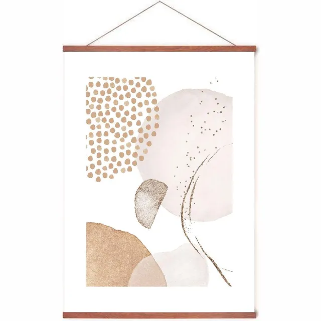 Esque Poster In Posterhanger - Abstract Waterverf - Kader Hout - Watercolor - Aquarel - 70x50 cm - Ophangsysteem Wit