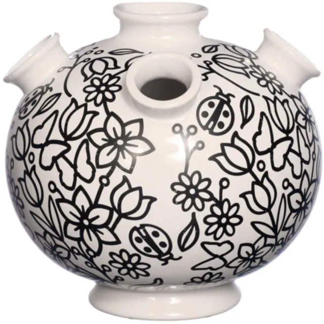 Daan-Kromhout tulpen vaas doodle 18 cm wit-zwart