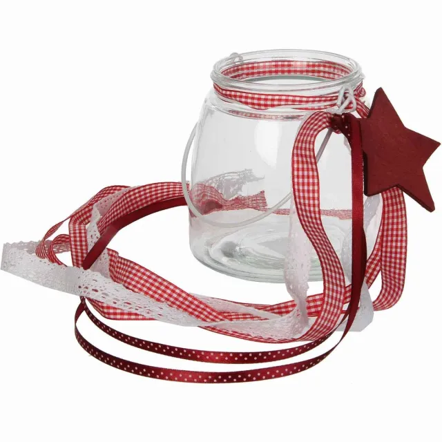 Sfeer voor jou Waxinehouder met lint maat in cm: 12.5 x 12.5 glas transparant