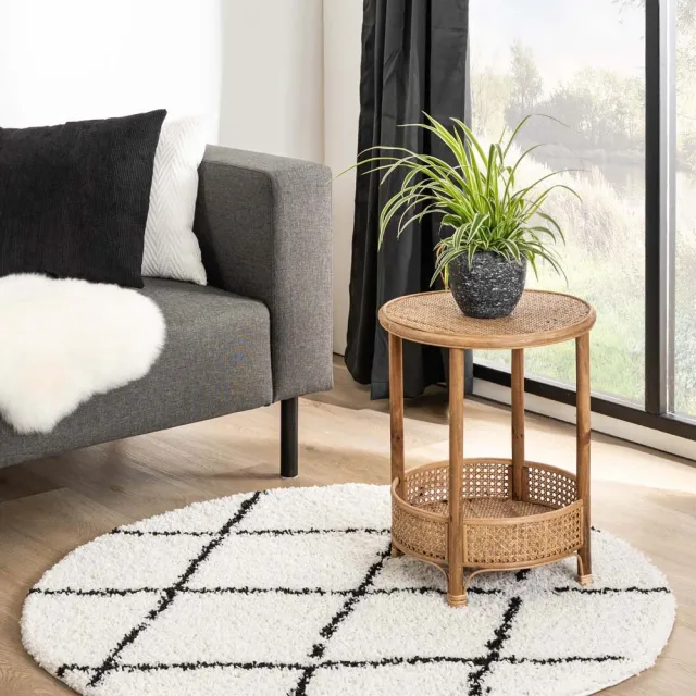Boho&me Rond berber vloerkleed - Habitat wit/zwart 300