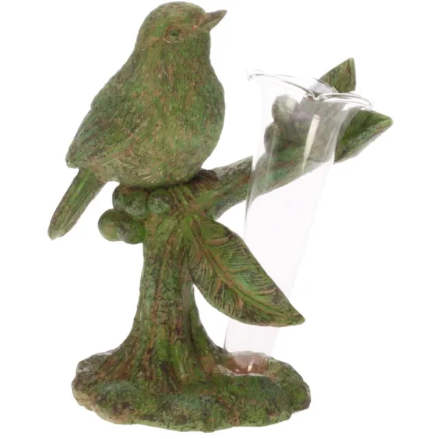 MEA Vaasje Roodborstje op tak, groen 14x7x15cm Zie foto