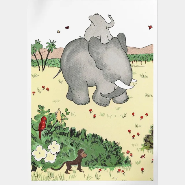 Pepperwall Babar Et Maman (Babar de Olifant) | Poster | B2: 50 x 70 cm Multikleur