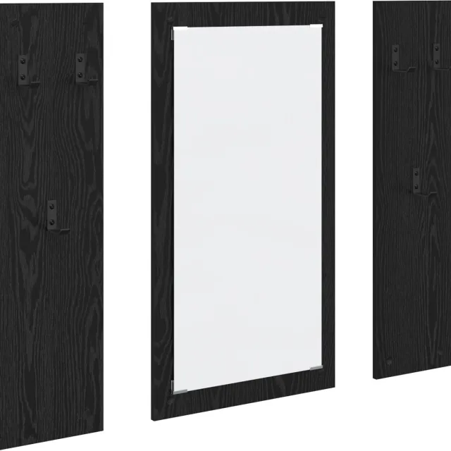 vidaXL Wandgemonteerde - kapstok - Zwart - Eiken - 96 - x - 1,5 - x - 90 - cm Zwart Eiken