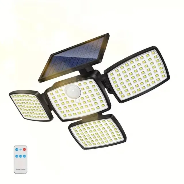 J.T.R 1 stuks Solar Buitenlampen 179 LED Bewegingssensor Buitenlamp IP65 270° Brede Hoek met 3 Modi voor Tuin Zwart