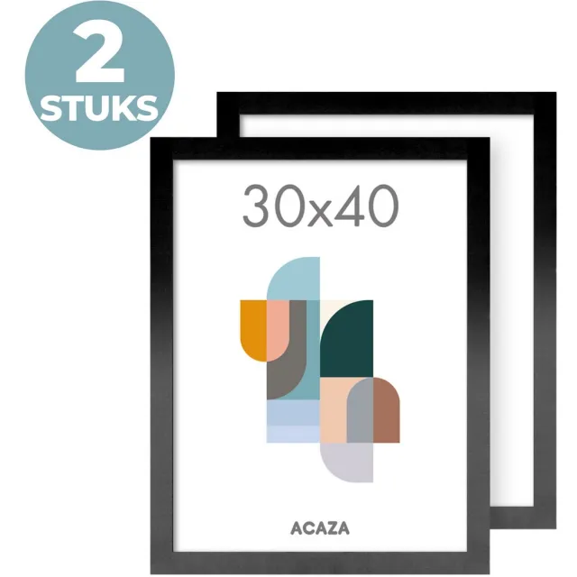 Acaza Fotolijst - Fotokader - Fotolijst 30x40 cm - Fotokader 30x40 cm - Set van 2 - MDF Hout - Zwart