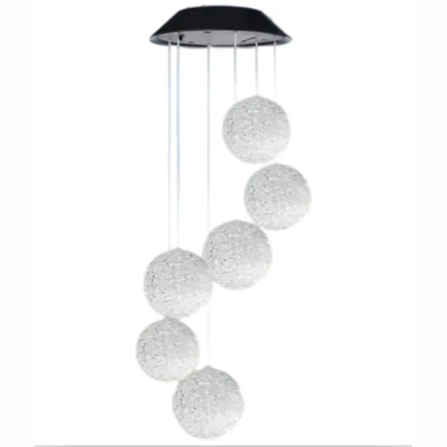 Tovbmup Tuinzonnewindgong - 6 LED-zonne-kleurveranderende ballen - Buitenwindgong - Waterdichte decoratie - Geschikt voor bomen, balkons, binnenplaatsen, bruiloften - Kleurrijk zwart