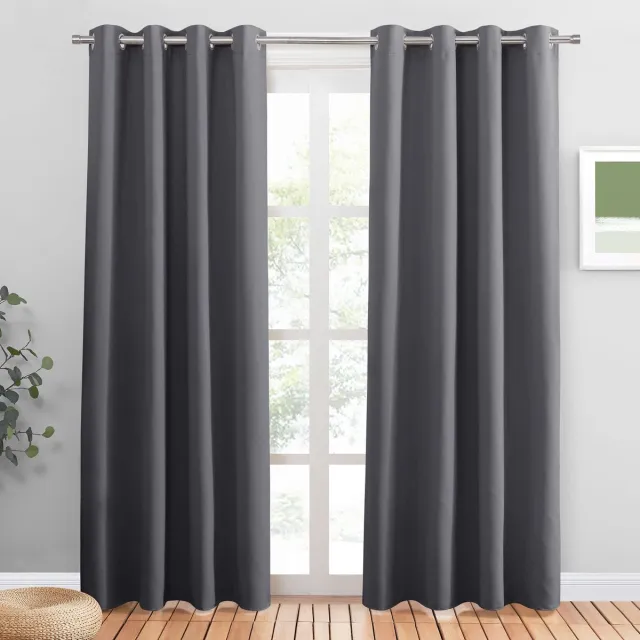 Ibenzoa Thermisch verduisteringsgordijn set van 2 voor voordeur en slaapkamer, grijs, H 225 x B 132 cm