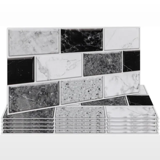 Duraxl Tegelstickers - 30 x 15 cm - Baksteen - Zwart en wit - 12 stuks