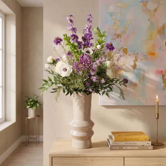 maxifleur Kunstplanten Kunstboeket Zita Kingston 100cm Paars