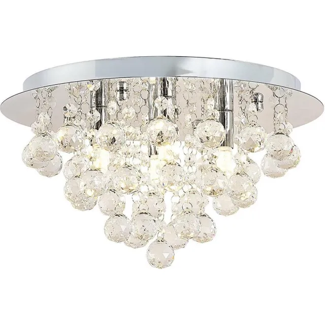 Lindby plafondlamp - 4lichts - Staal, kristal - H: 19 cm - G9 - chroom