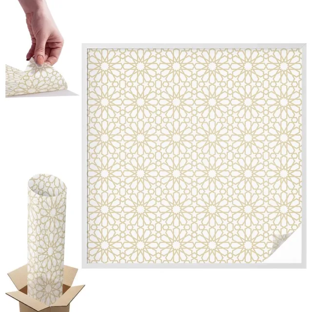 TULUP Raamfolie Anti inkijk - Geometrische patronen Anti inkijk Raamfolie - 100x100 cm - Wit Raamfolie Tegen inkijk - Zelfklevende Anti inkijk Folie Glas in Lood - Voor de woonkamer, slaapkamer en kantoor - Zonwerende Raamfolie Glas in Lood Wit - Geometrische patronen