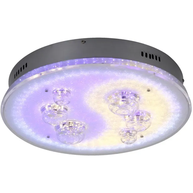 Globo Plafondlamp Woonkamerlamp Eetkamerlamp, afstandsbediening Kleuren fixeerbaar Stapschakelaar, chroom globes, G4 stopcontacten, DxH 43x12cm zilver