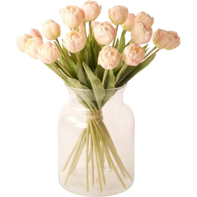 Winq Kunstboeket tulpen in Roze - incl vaas zacht roze