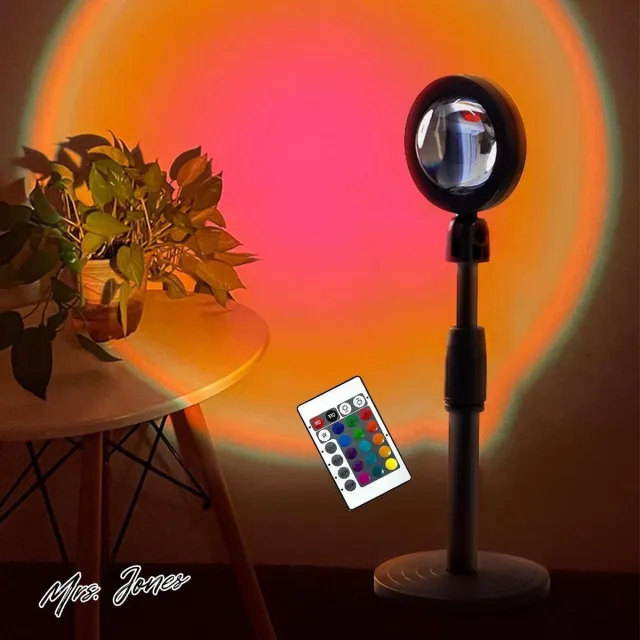 Mrs. Jones Zonsonderganglamp Projector verlichting - Slaapkamer Hoogteverstelbare zonlichtlamp - Slaapkamernachtlamp 16 kleuren Zonlamp Sfeerverlichting - 360° Draaibare zonsopganglamp - Kerstfeestgeschenken . multi