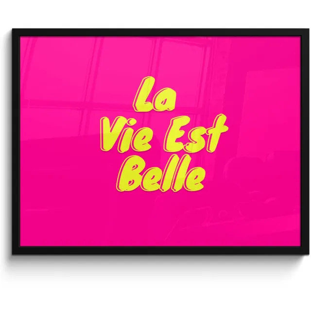 FrameYourWall Poster in lijst - Fotolijst 80x60 cm - Posters - Quote - Retro - Roze - Posterlijst zwart - Decoratie - Wanddecoratie woonkamer - Muurdecoratie slaapkamer