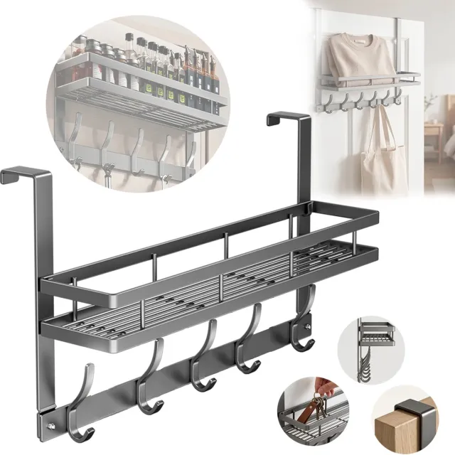 Buyya Deurhanger, Deurdecoratie Met Mandje en Haken, Niet Boren, Deurhangers Voor Kleding. Metaal