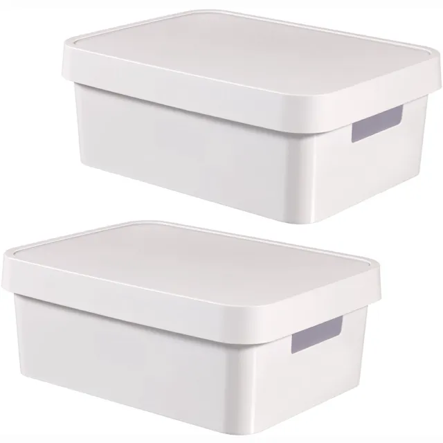 Curver Infinity - Opbergbox met deksel - Opberger - Kunststof - 11L - Wit - 2 stuks