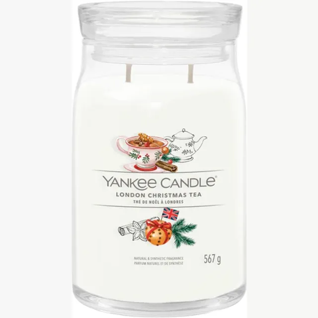 Yankee Candle London Christmas Tea Large Jar Geurkaars - 90 branduren - twee lonten Wit