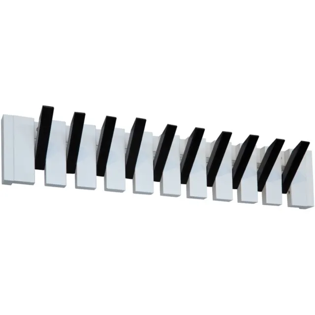 DWIH Piano Kapstok - wandkapstok - keys - 12 haken - kapstok hangend - Black/White Zwart/Wit