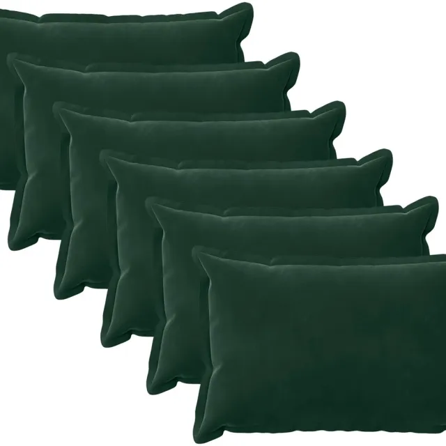 vidaXL Dekenkussen - 6 - st - HOUTEN - Donkergroen - 40 - x - 60 - cm - fluweel