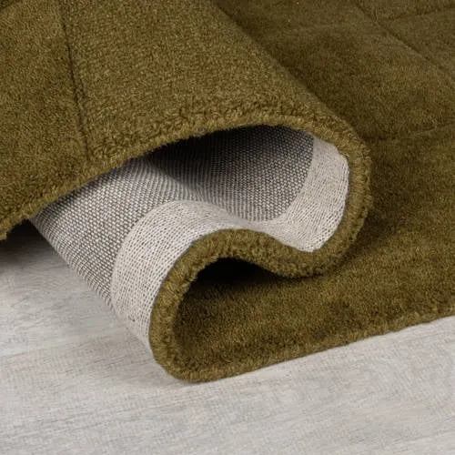 Flair Rugs Checkerboard vloerkleed van wol, modern groen, foto 4