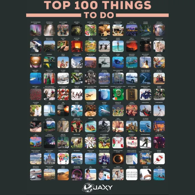 JAXY Scratch Poster - Krasposter - Krasposter Films - Valentijnsdag Cadeau - Krasposter Date Ideas - Krasposter Bucketlist - Bucketlist - Bucketlist Poster - Scratch Off Poster - 100 Dates - Bucketlist Voor Koppels - Top 100 Things To Do
