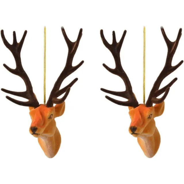 Decoris Kersthanger - 3x - rendier/hert - 13 cm - kunststof - ornament - kerstversiering - kerstboomversiering - kerstversiering Bruin