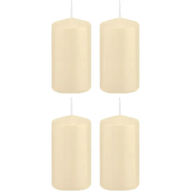 Trend Candles 4x Cremewitte cilinderkaarsen/stompkaarsen 6 x 12 cm 40 branduren - Geurloze kaarsen - Woondecoraties