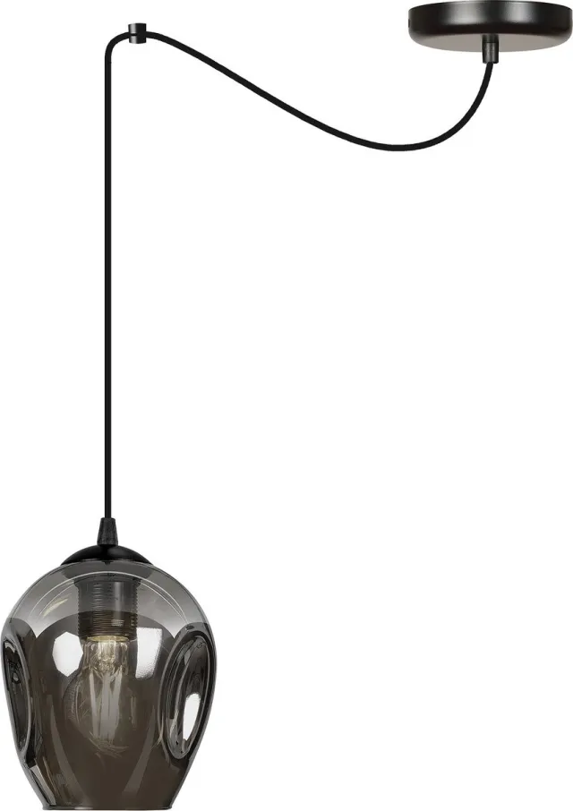 Emibig Malmo 1L pendel gefumeerd E27 decentraliseerbaar - Perfecte verlichting voor elke ruimte Zwartachtig