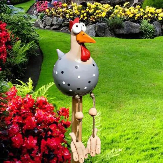 Ibenzoa Decoratieve Handgemaakte Hars Haan voor Tuin en Interieur - 28cm Kleurrijke Tuindecoratie wit