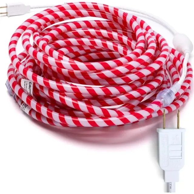 Nyoz kerstverlichting - Kerstlichtjes - Kerstlampjes - 12 meter - 360 LED - Warm wit - Rood-wit snoepstokdesign - Lichtslang