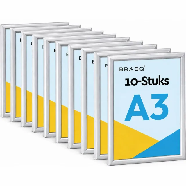 Brasq Kliklijst A3 - Grijs - 25mm - Fotolijst - Kader - Posterlijst - Wissellijst - OMDOOS Zilver