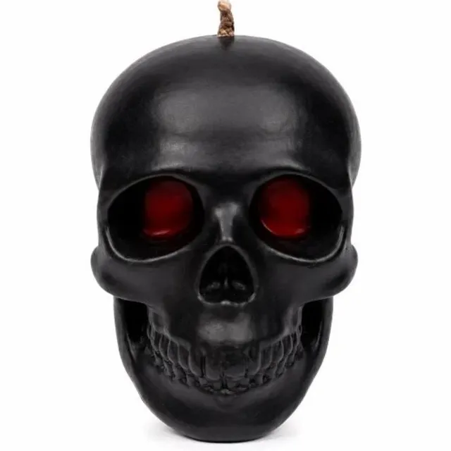 D&F Kaars schedel zwart 10x15cm - decoratie - halloween - creepy rood