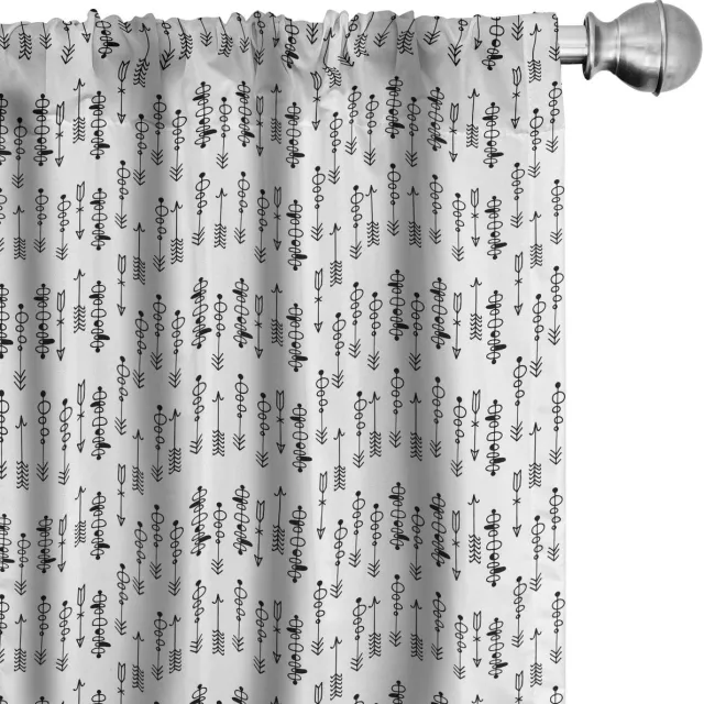 ABAKUHAUS Stammes Gordijnen – Schetsvorm – 2x75x245 cm – Zwart/Wit Zwart en wit