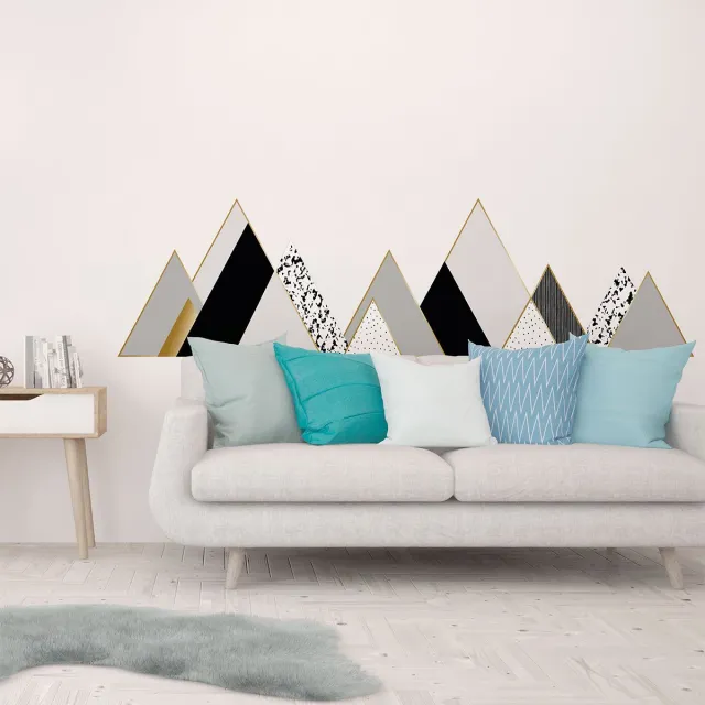 Ambiance Sticker Muurstickers - Decoratie voor slaapkamer/woonkamer - Gigantische Scandinavische bergmuursticker RWENZORI - 60x90cm Multi color