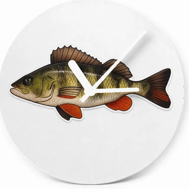 Mr Cadeautjes Glazen klok Ø 20 - design Grafische salamander op rotsrand | cadeau Wit