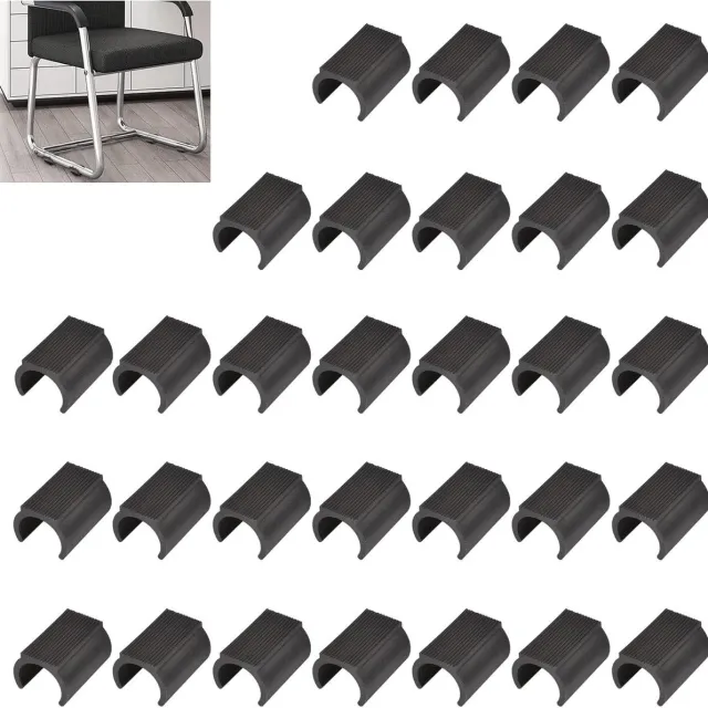 Allecto Plus Provento - Stoelkussens voor antislip bescherming van vloer, 30 stuks - Rechthoekige doppen voor ronde poten van Dia.25mm Zwart