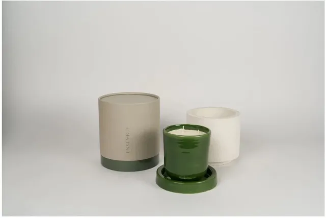 Mon Dada x Val Pottery Ensemble indoor geurkaars set forest green groen