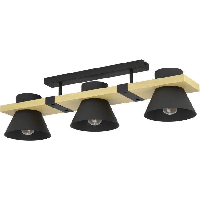 EGLO Maccles Plafondlamp - E27 - 78 cm - Zwart|Bruin - Staal|Hout Zwart;Bruin