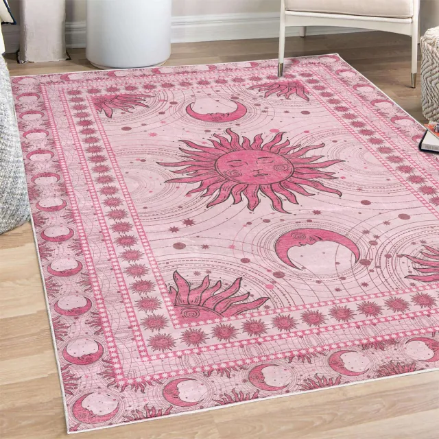 ABAKUHAUS Vloerkleed - Woonkamer Tapijt – 69 x 114 cm – magenta – Hoogpolig wasbaar