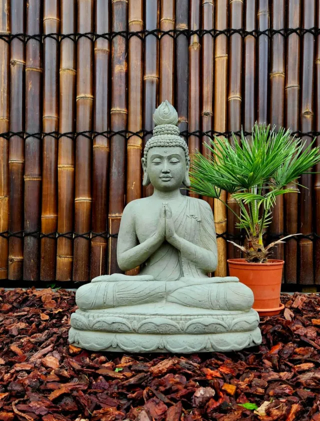 Inspiring Minds Boeddha beeld tuinbeelden voor buiten - Kwan Yin 74cm grijs