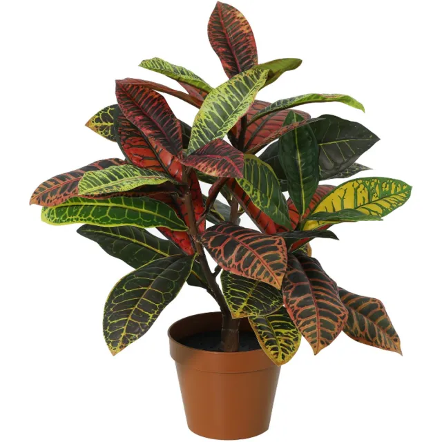 Trendyplants Kunst Croton Codiaeum - Wonderstruik - Kunstplant - Hoogte 40cm - Potmaat Ø12cm Groen