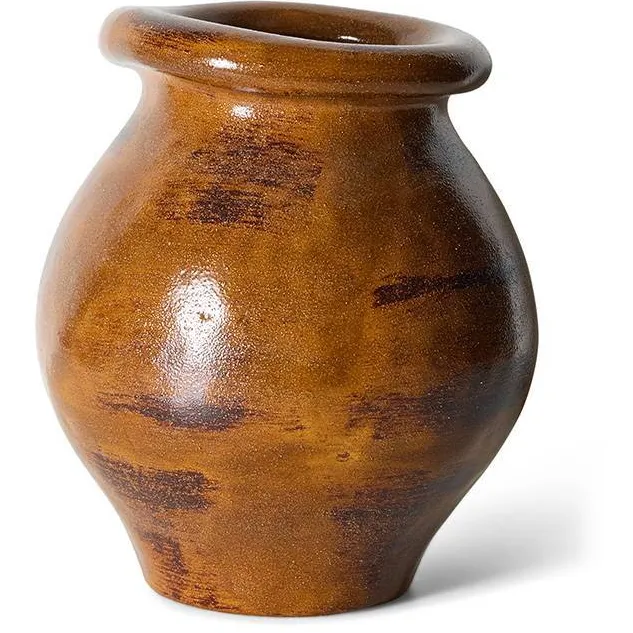 HKLIVING aardewerken vaas 27x29 cm - verbrand omber