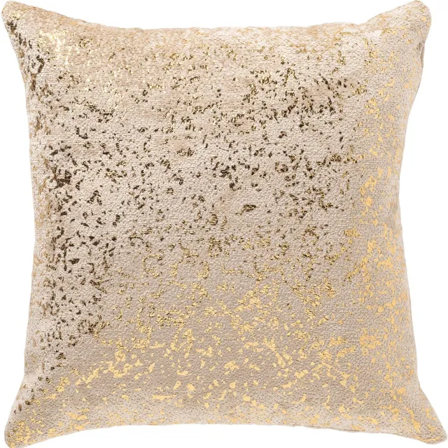 Dutch Decor FLOW - sierkussen 45x45 cm - chenille - metallic - beige, goud - Inclusief binnenkussen - Luxe kussens voor woonkamer & bank
