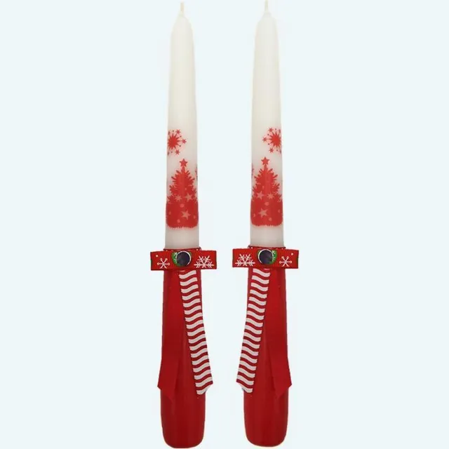 Van Licht Kerstkaarsen Kerstboom set van 2 stuks wit/rood