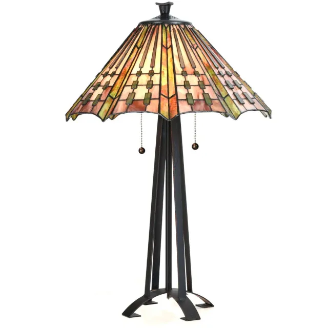 Coloured by Art Tiffany Tafellamp Plissé - Art Deco Trade Lichtgroen