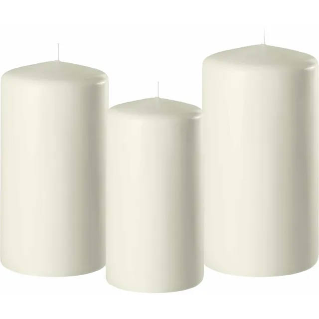 Enlightening Candles Stompkaarsen - 10 cm - 12 cm - 15 cm - set 3x stuks - diameter 6 cm - sfeervol warm licht Wit