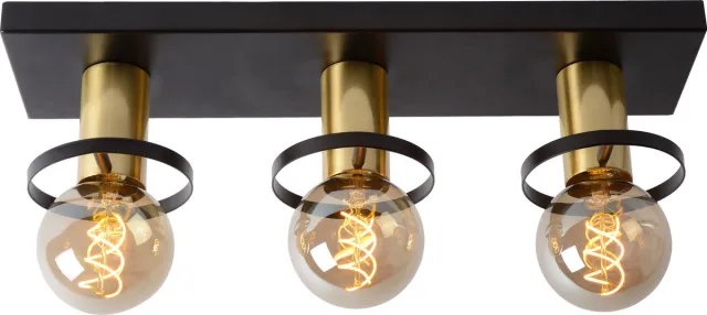 Lucide ANAKA - Plafonnière (Plafondlamp) - 3xE27 - Zwart