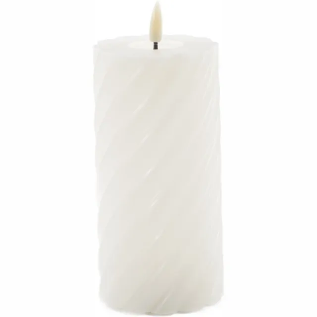 Mansion Atmosphere swirl led kaars ivoor 15x7,5cm Wit