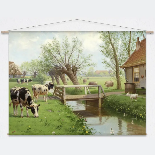 wallchart unlimited Wandkleed Herkauwers van M.A. Koekkoek - XL: Landscape 175 x 130 cm groen